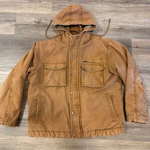 Smiths Men's Workwear Sherpa Lined Duck Hooded canvas Work Jacket Large